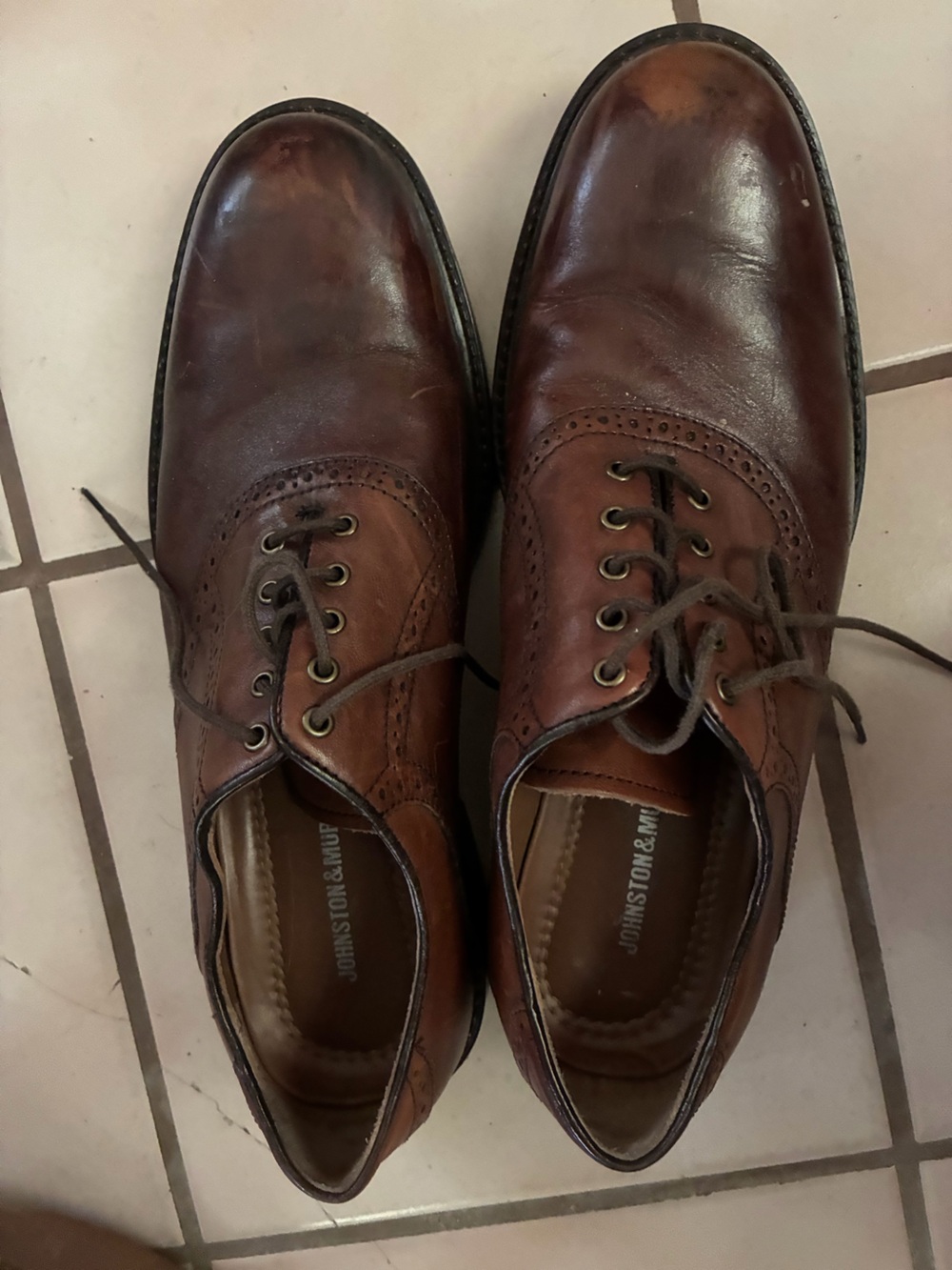 Johnston & Murphy Brown Leather Wingtip Oxfords